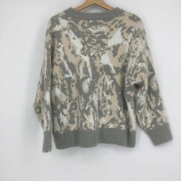 FRNCH Pink Grey Camo Print Oversized Crew Neck Sweater Size Small/Medium - Picture 6 of 7